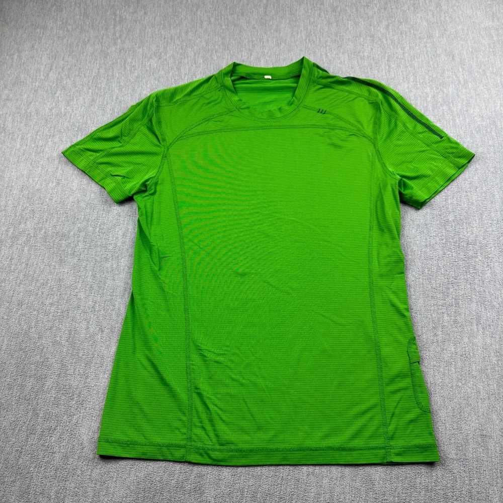 Lululemon Shirt Men Medium Green Activewear Short Sleeve Stretch Performance Tee